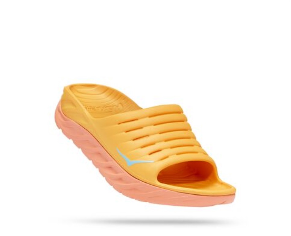 Ora Recovery Slide Hoka Amber Yellow Shell Coral