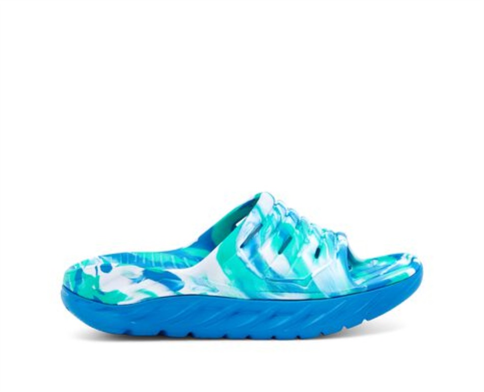 Ora Recovery Slide Swirl Hoka Atlantis Blue Coral