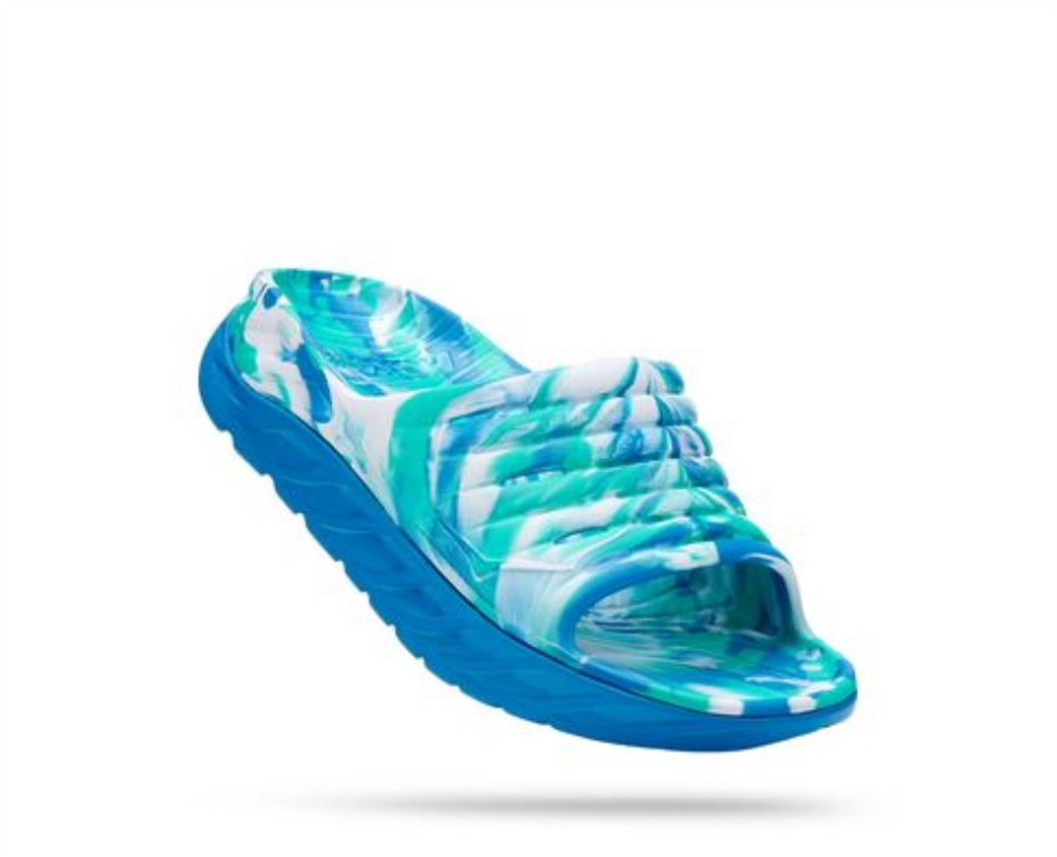 Ora Recovery Slide Swirl Hoka Atlantis Blue Coral