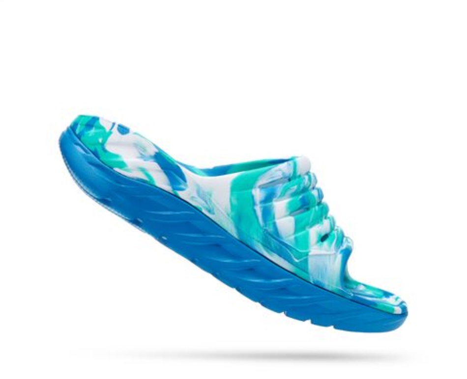 Ora Recovery Slide Swirl Hoka Atlantis Blue Coral