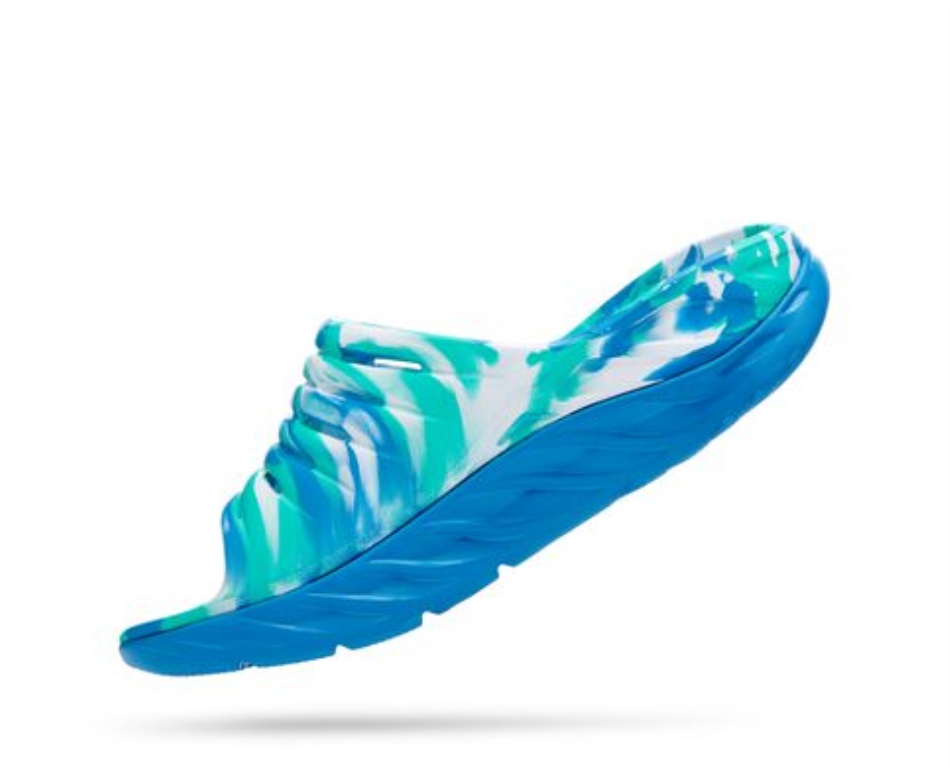 Ora Recovery Slide Swirl Hoka Atlantis Blue Coral
