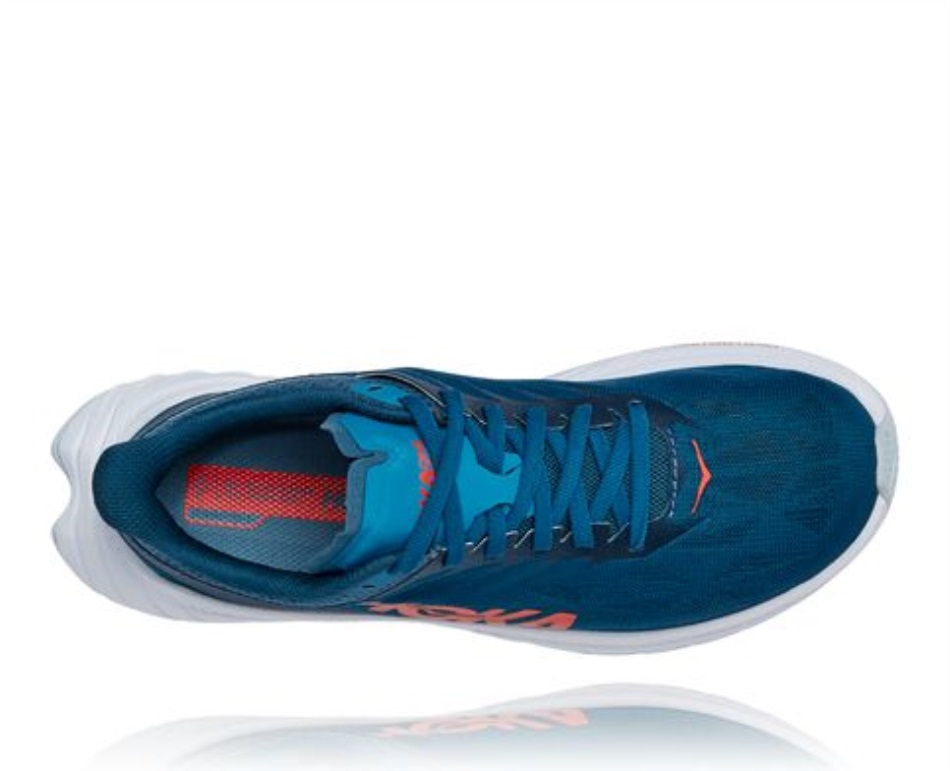 Carbon X 2 Hoka Moroccan Blue Hot Coral