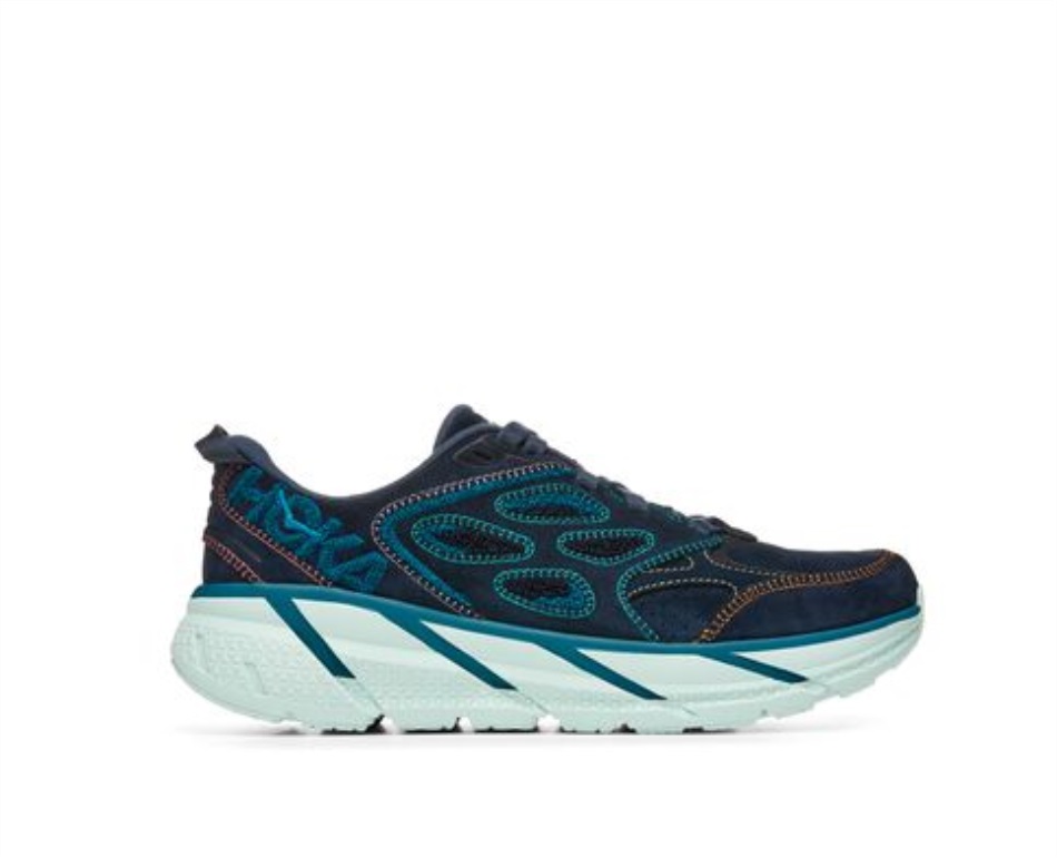 Clifton L Embroidery Hoka Outer Space Blue Coral