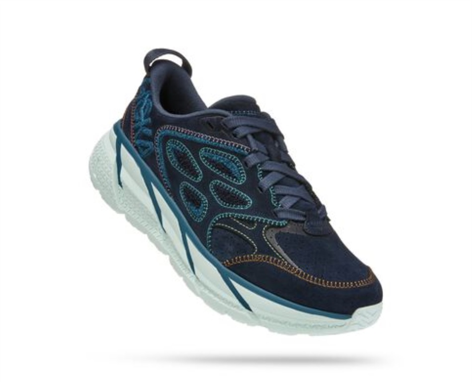 Clifton L Embroidery Hoka Outer Space Blue Coral