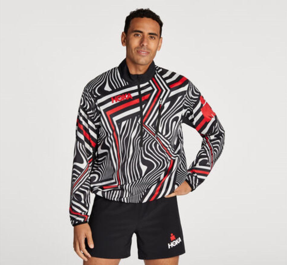 Wind-Resistant Jacket Hoka Black White Ironman Red
