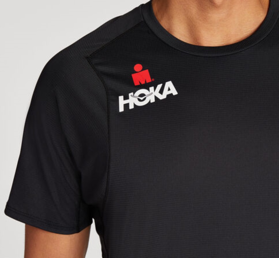 Hoka Glide Short Sleeve Black White Ironman Red 