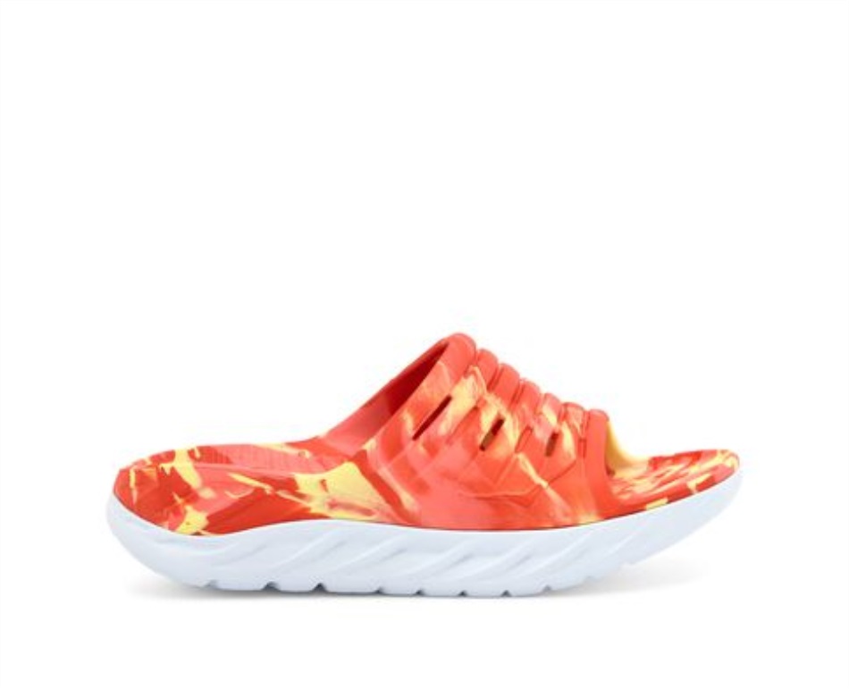 Hoka Ora Recovery Slide Swirl Yellow Pear Fiesta