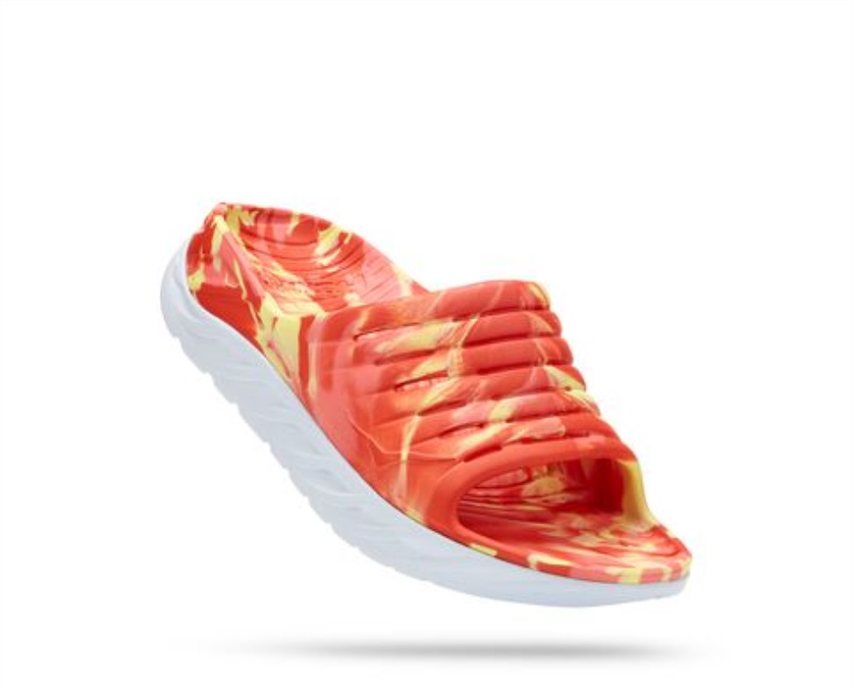Hoka Ora Recovery Slide Swirl Yellow Pear Fiesta