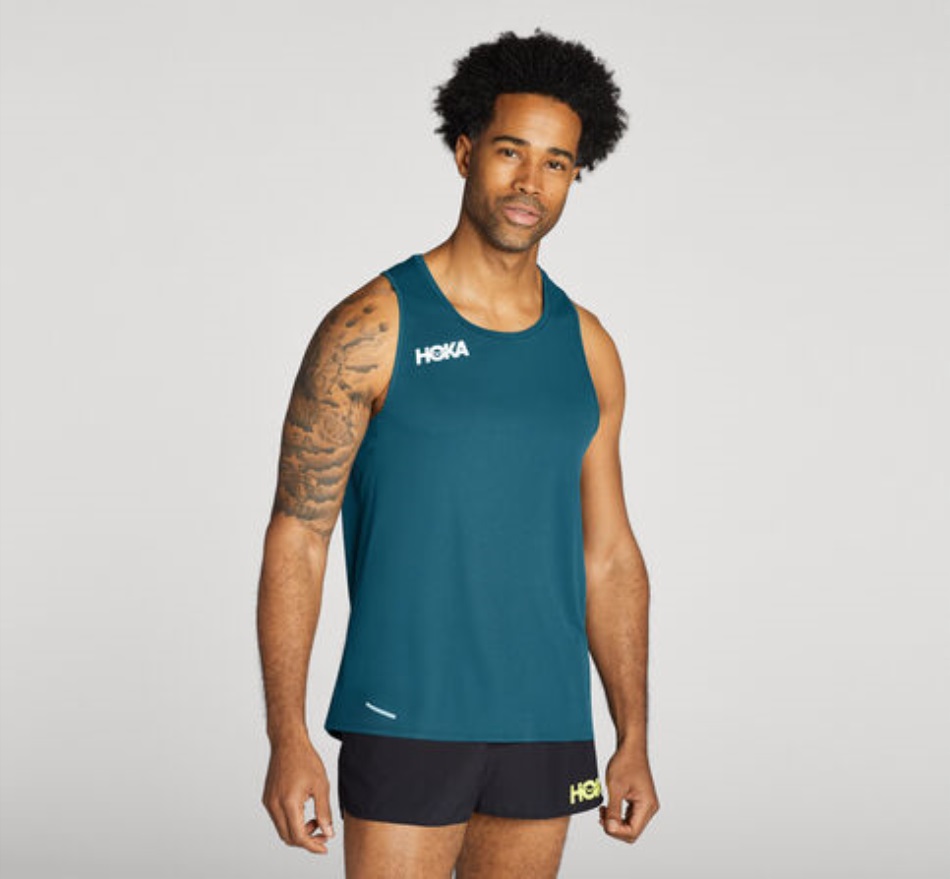 Hoka Glide Singlet Blue Coral