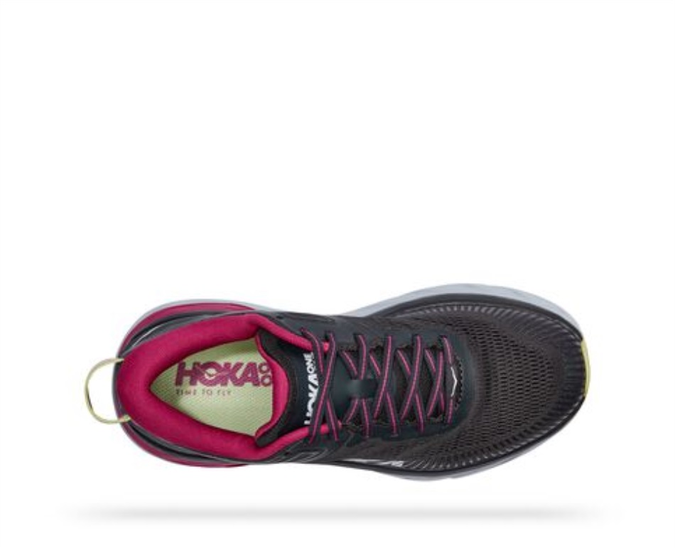 Hoka Bondi 7 Blue Graphite Festival Fuchsia